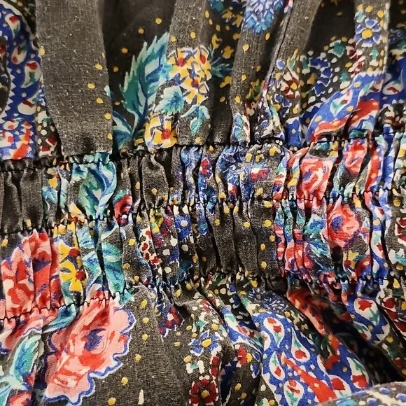 Vintage Kayser Floral Paisley Off-Shoulder Rouched Empire Waist Long Dress. Med. - Picture 9 of 10